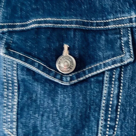 GLORIA VANDERBILT* Blue Women’s Denim Jacket with Sweater Collar Size M (no tag) - Picture 5 of 8